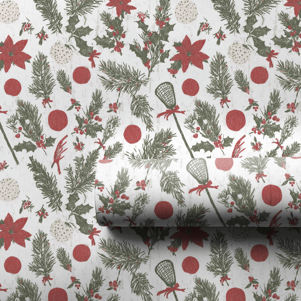 Vintage Lacrosse and Holly - Wrapping Paper - Aspen & Arlo