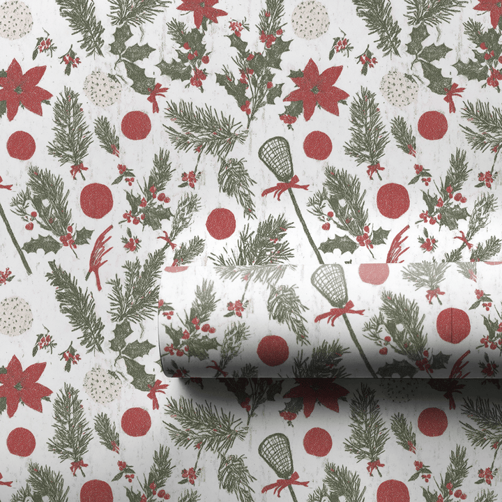 Vintage Lacrosse and Holly - Wrapping Paper - Aspen & Arlo