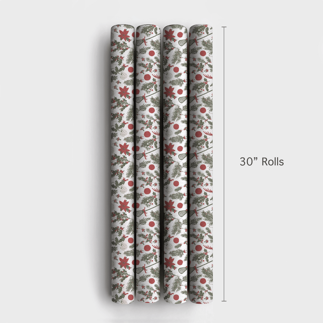 Vintage Lacrosse and Holly - Wrapping Paper - Aspen & Arlo