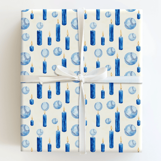 Ballpark Blue - Wrapping Paper - Aspen & Arlo