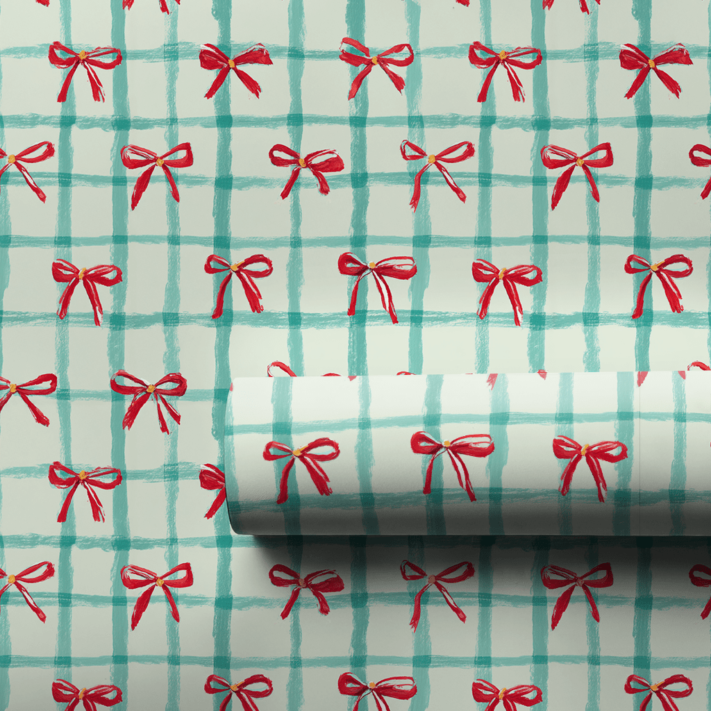 Christmas bows and plaid - Wrapping Paper - Aspen & Arlo