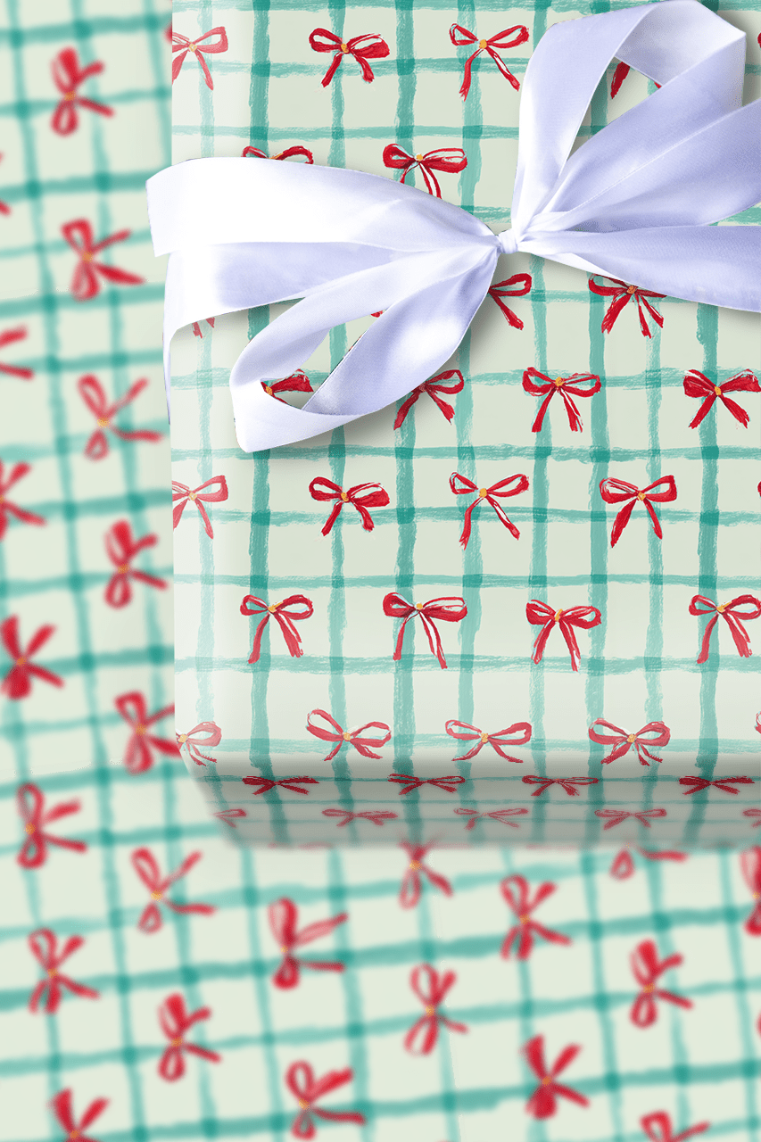 Christmas bows and plaid - Wrapping Paper - Aspen & Arlo
