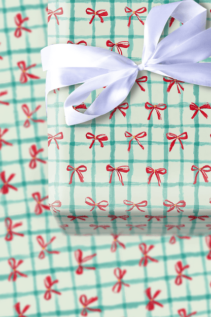 Christmas bows and plaid - Wrapping Paper - Aspen & Arlo