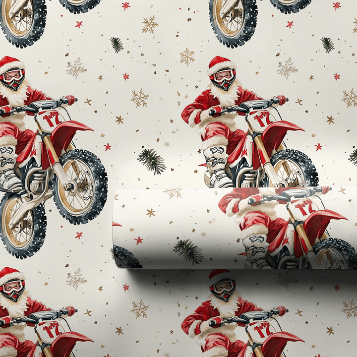 Moto Santa - Wrapping Paper - Aspen & Arlo