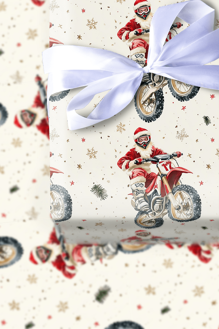 Moto Santa - Wrapping Paper - Aspen & Arlo