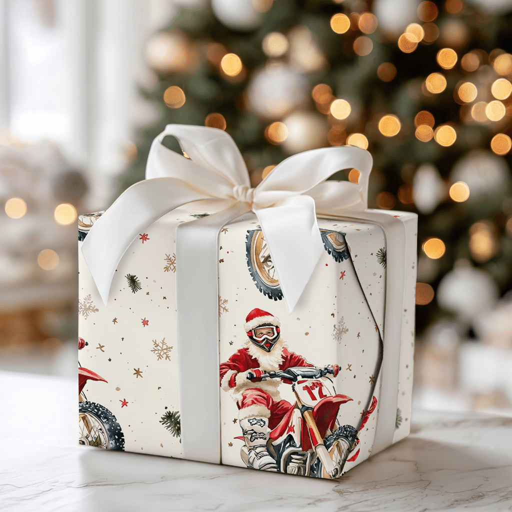 Moto Santa - Wrapping Paper - Aspen & Arlo