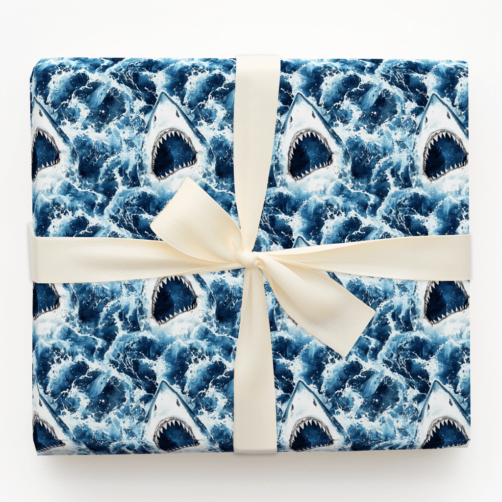 Great White Birthday Bite - Wrapping Paper - Aspen & Arlo