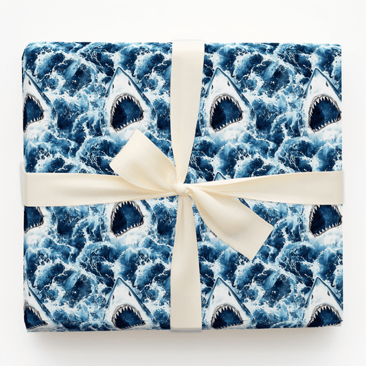 Great White Birthday Bite - Wrapping Paper - Aspen & Arlo