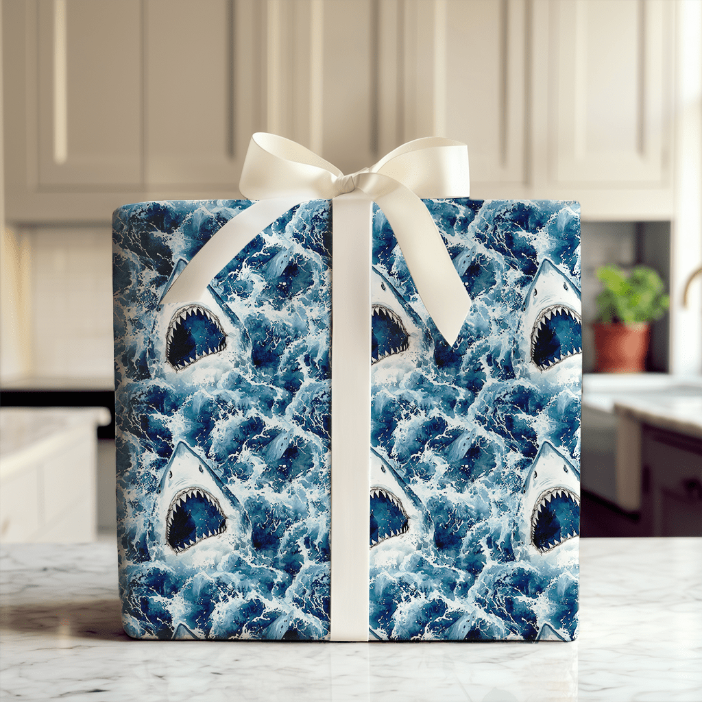 Great White Birthday Bite - Wrapping Paper - Aspen & Arlo