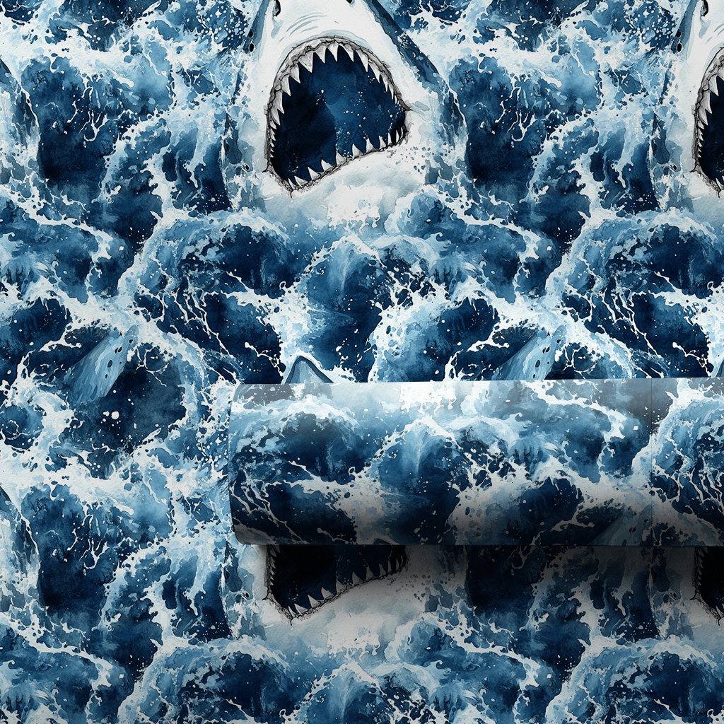 Great White Birthday Bite - Wrapping Paper - Aspen & Arlo