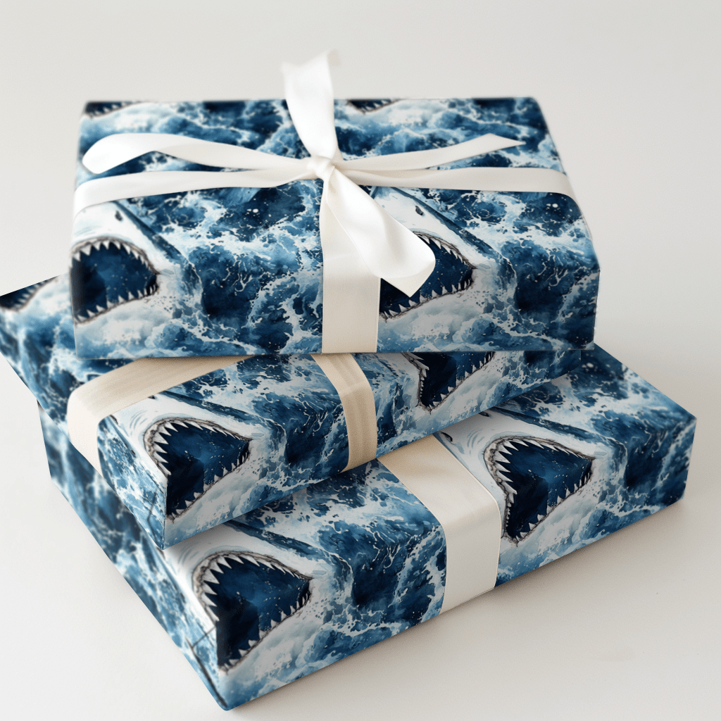 Great White Birthday Bite - Wrapping Paper - Aspen & Arlo