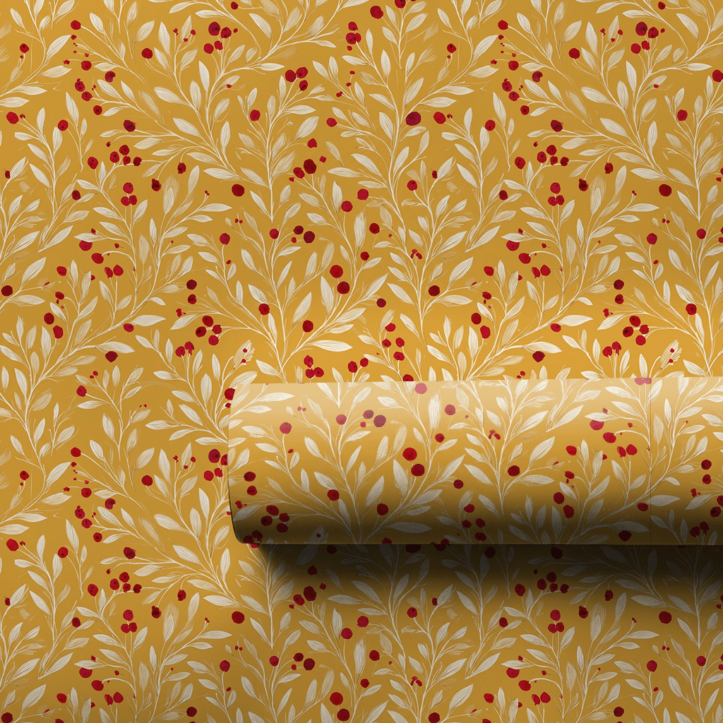 Golden Winterberry Vine - Wrapping Paper - Aspen & Arlo
