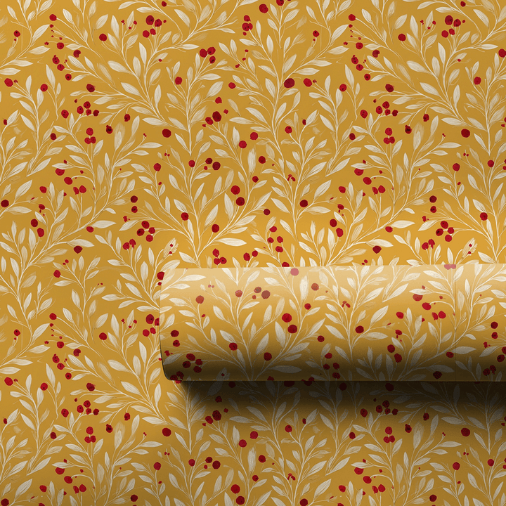 Golden Winterberry Vine - Wrapping Paper - Aspen & Arlo