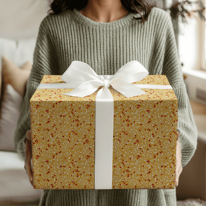 Golden Winterberry Vine - Wrapping Paper - Aspen & Arlo
