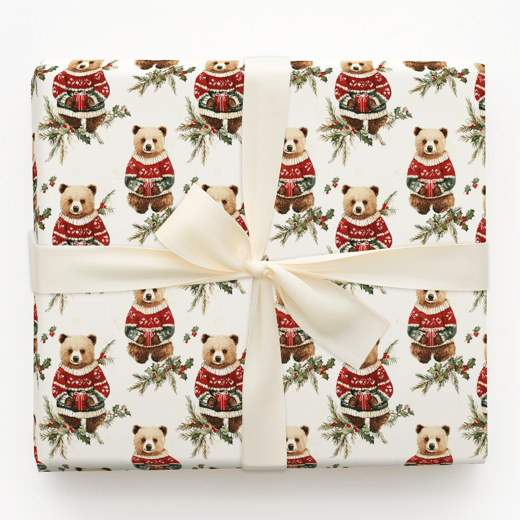 Holly Jolly Bear - Wrapping Paper - Aspen & Arlo