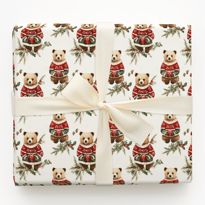 Holly Jolly Bear - Wrapping Paper - Aspen & Arlo