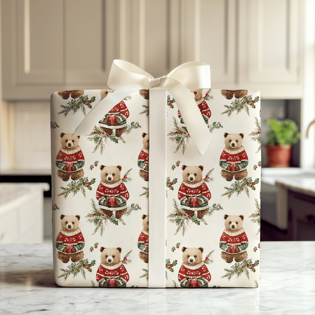 Holly Jolly Bear - Wrapping Paper - Aspen & Arlo