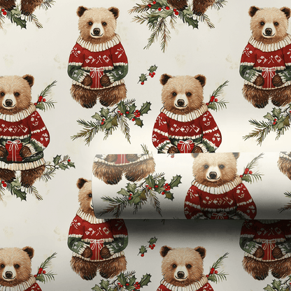 Holly Jolly Bear - Wrapping Paper - Aspen & Arlo