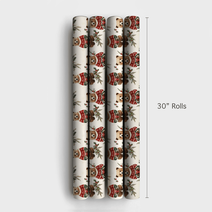 Holly Jolly Bear - Wrapping Paper - Aspen & Arlo