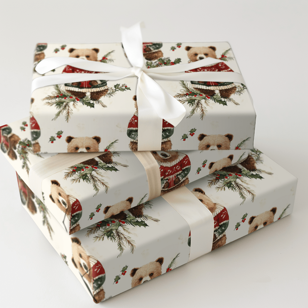 Holly Jolly Bear - Wrapping Paper - Aspen & Arlo