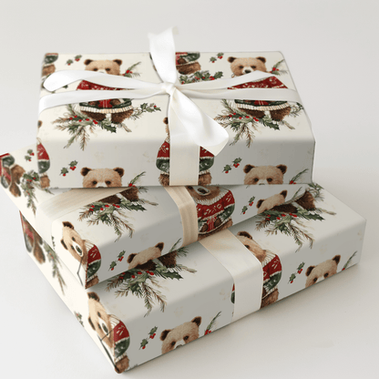Holly Jolly Bear - Wrapping Paper - Aspen & Arlo