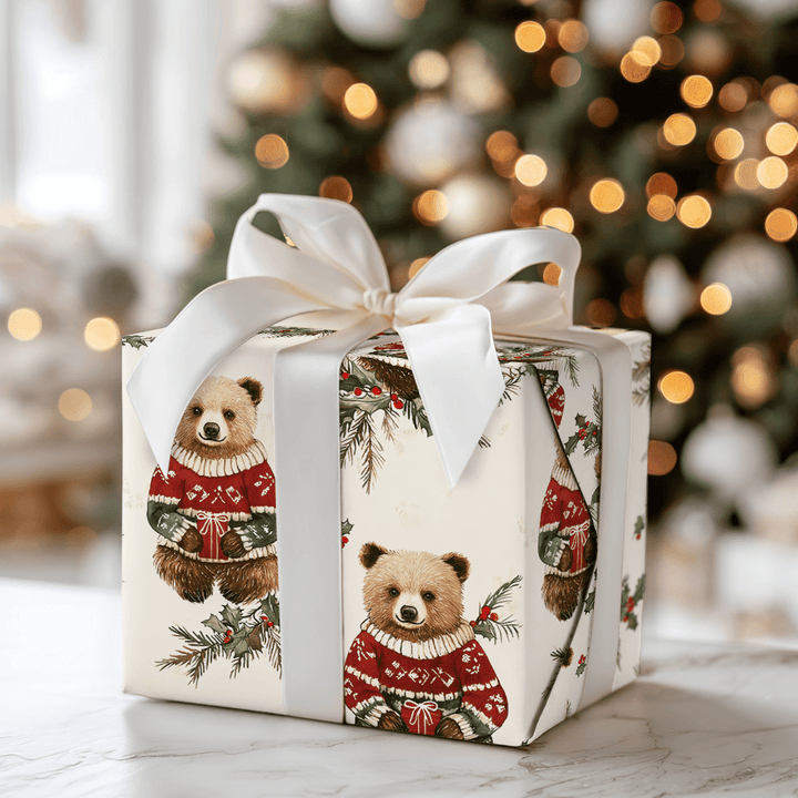 Holly Jolly Bear - Wrapping Paper - Aspen & Arlo