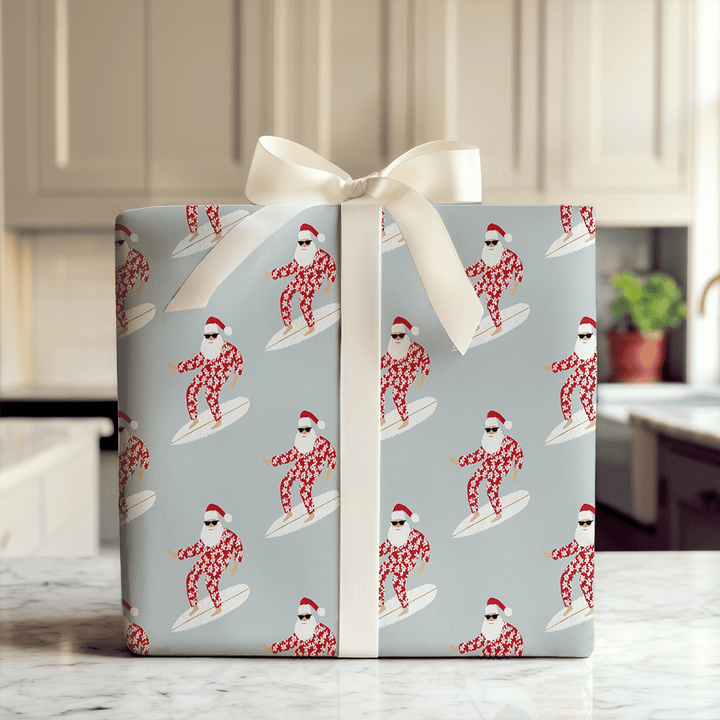 Surfing Santa Suit - Wrapping Paper - Aspen & Arlo