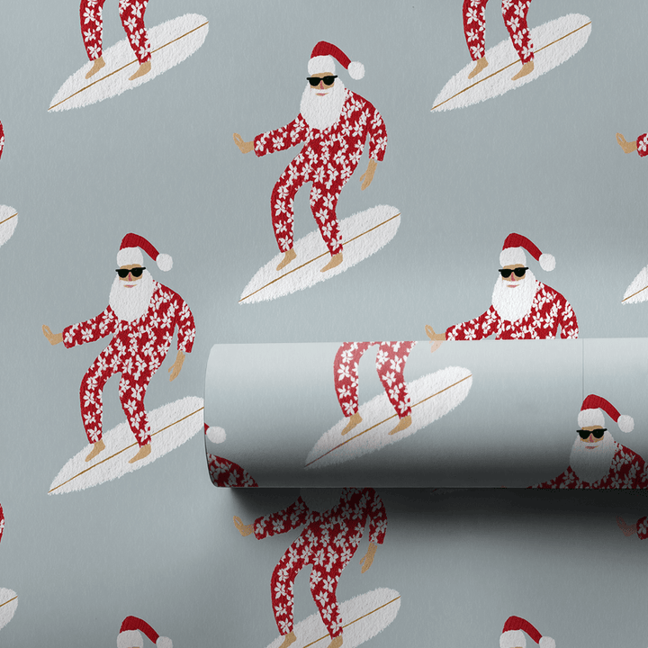 Surfing Santa Suit - Wrapping Paper - Aspen & Arlo