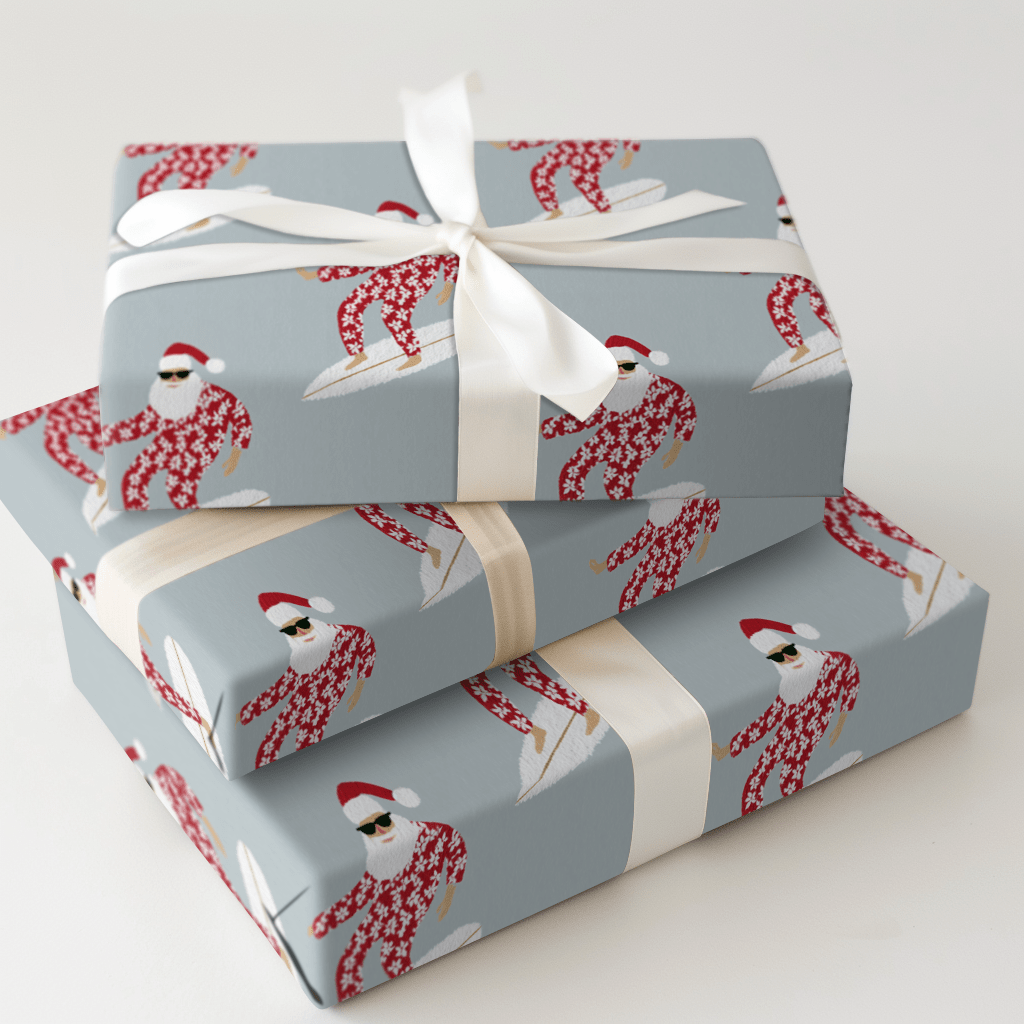 Surfing Santa Suit - Wrapping Paper - Aspen & Arlo