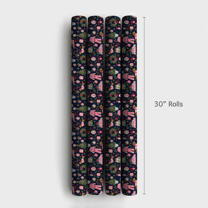 Doxie Pajama Party Navy - Wrapping Paper - Aspen & Arlo