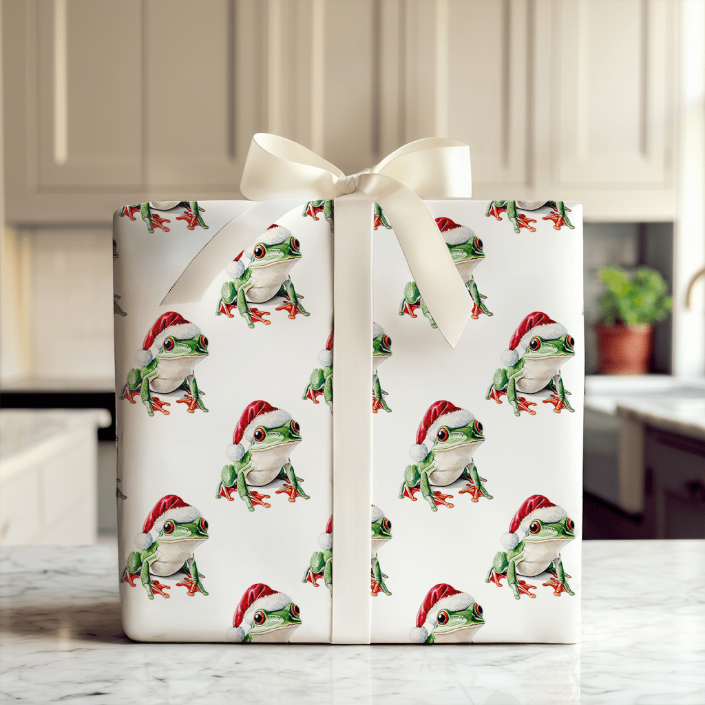 Santa Frog - Wrapping Paper - Aspen & Arlo