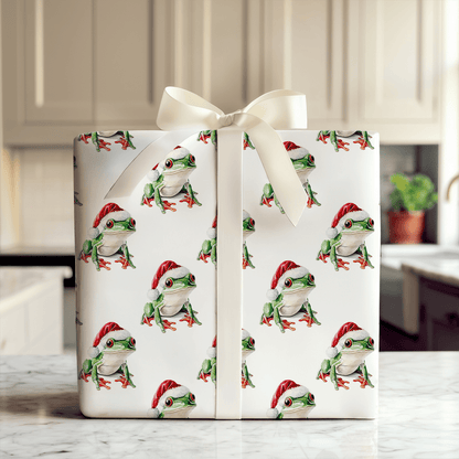 Santa Frog - Wrapping Paper - Aspen & Arlo