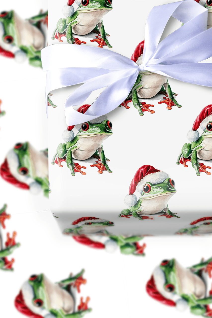 Santa Frog - Wrapping Paper - Aspen & Arlo