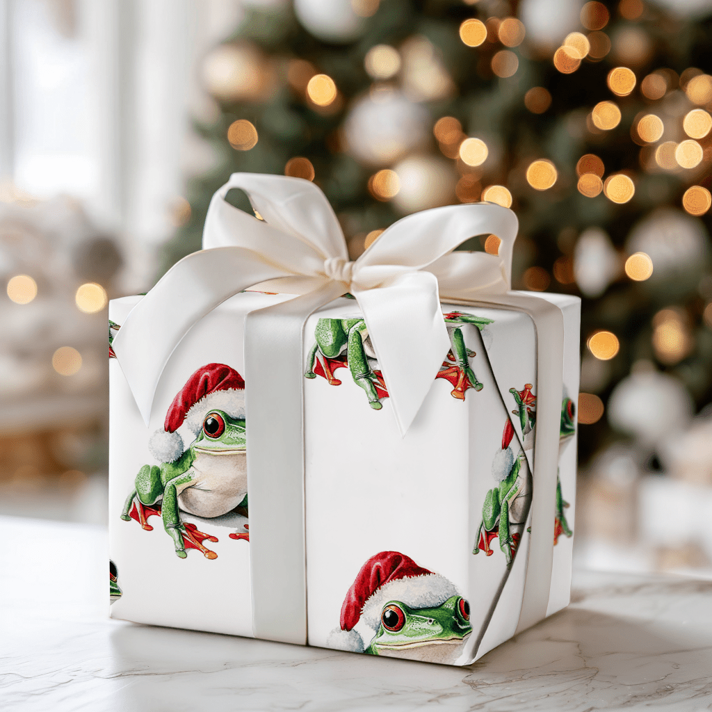 Santa Frog - Wrapping Paper - Aspen & Arlo