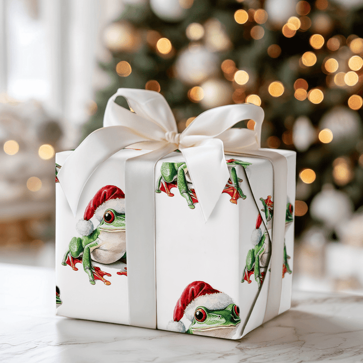 Santa Frog - Wrapping Paper - Aspen & Arlo