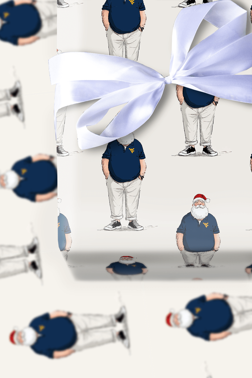 WVU Santa Polo - Wrapping Paper - Aspen & Arlo