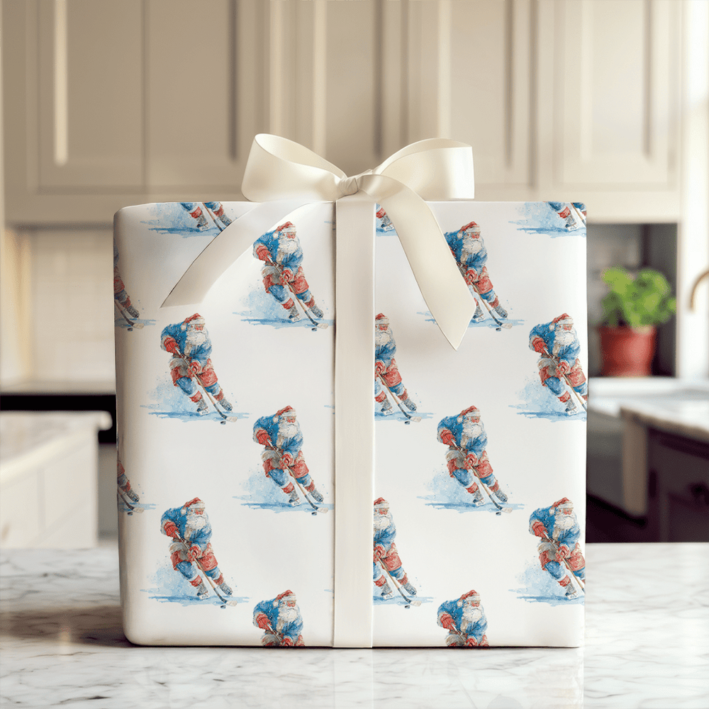 Ice Skating Santa - Wrapping Paper - Aspen & Arlo