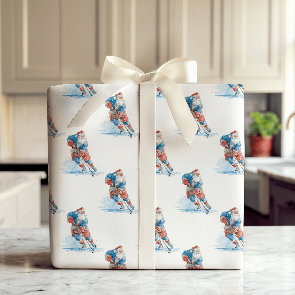 Ice Skating Santa - Wrapping Paper - Aspen & Arlo