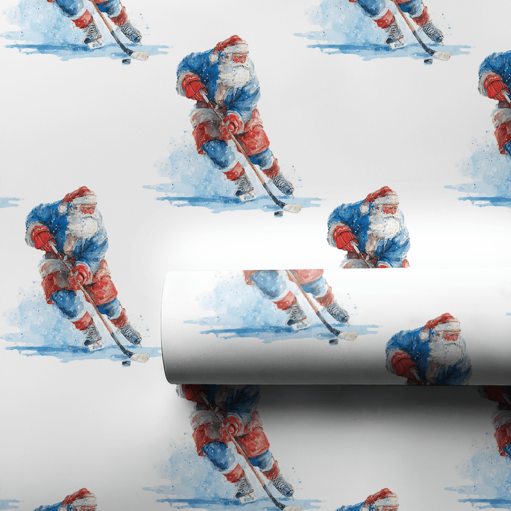 Ice Skating Santa - Wrapping Paper - Aspen & Arlo