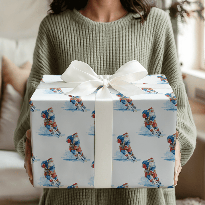 Ice Skating Santa - Wrapping Paper - Aspen & Arlo