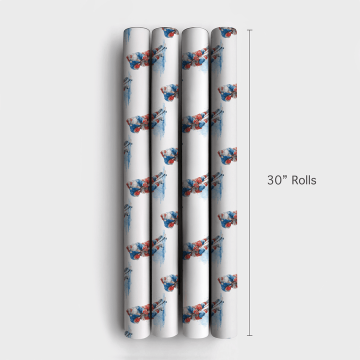 Ice Skating Santa - Wrapping Paper - Aspen & Arlo