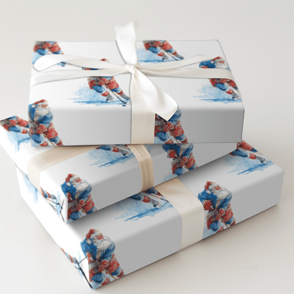 Ice Skating Santa - Wrapping Paper - Aspen & Arlo