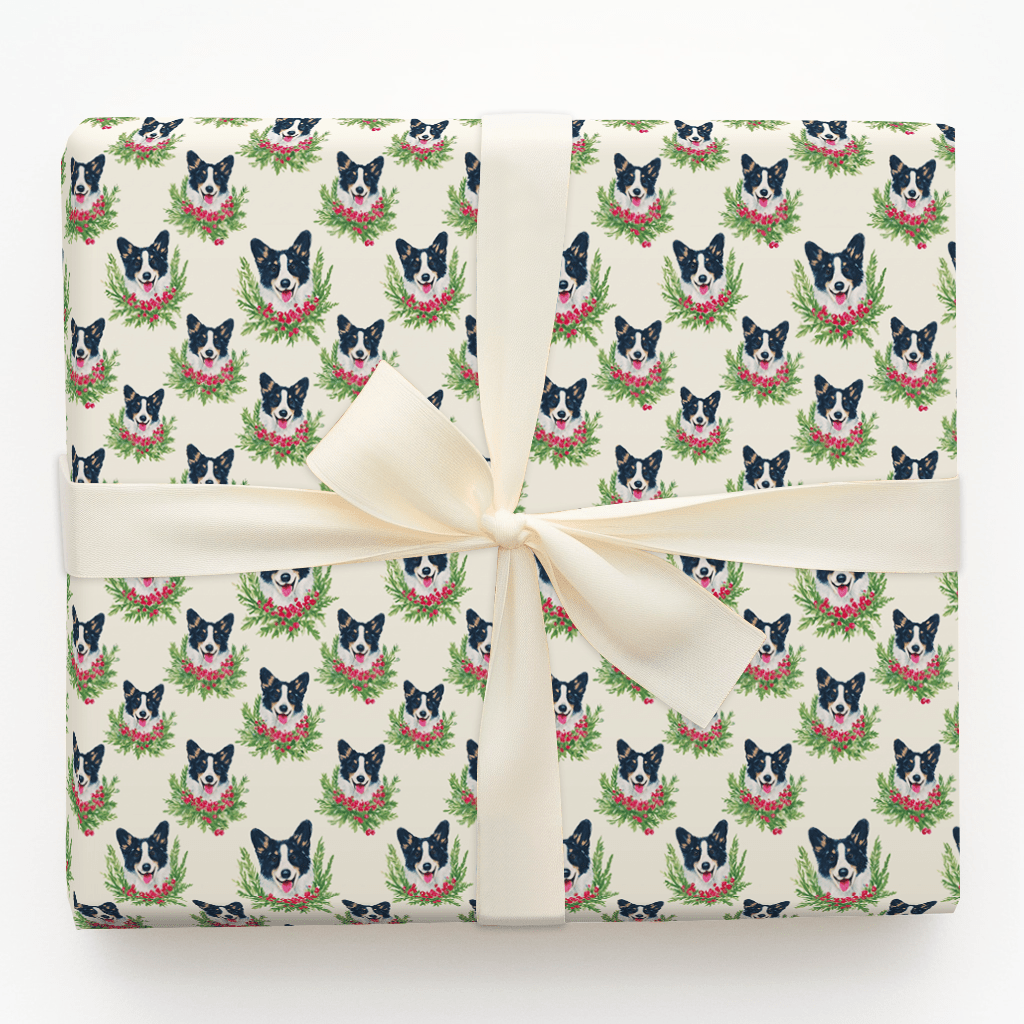 Wreathed in Corgis - Wrapping Paper - Aspen & Arlo