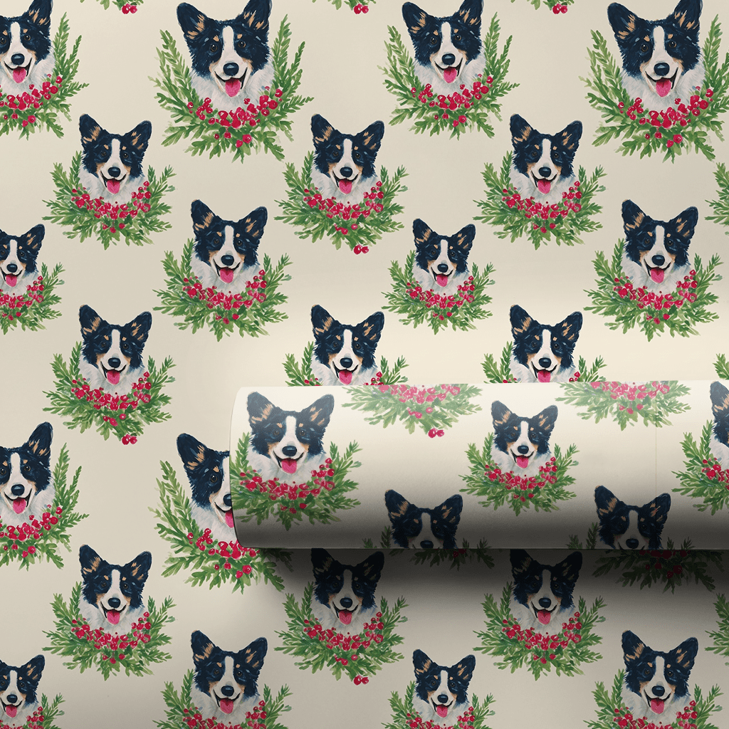 Wreathed in Corgis - Wrapping Paper - Aspen & Arlo