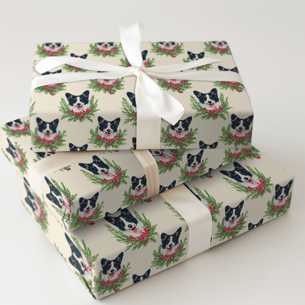 Wreathed in Corgis - Wrapping Paper - Aspen & Arlo