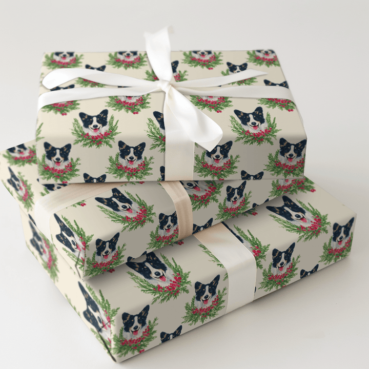 Wreathed in Corgis - Wrapping Paper - Aspen & Arlo