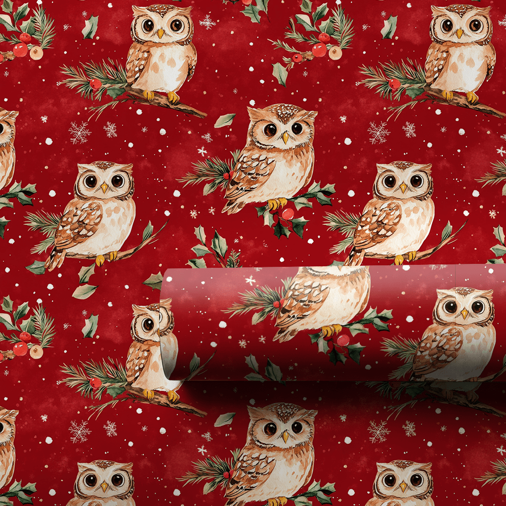 Jolly Owl Tidings - Wrapping Paper - Aspen & Arlo