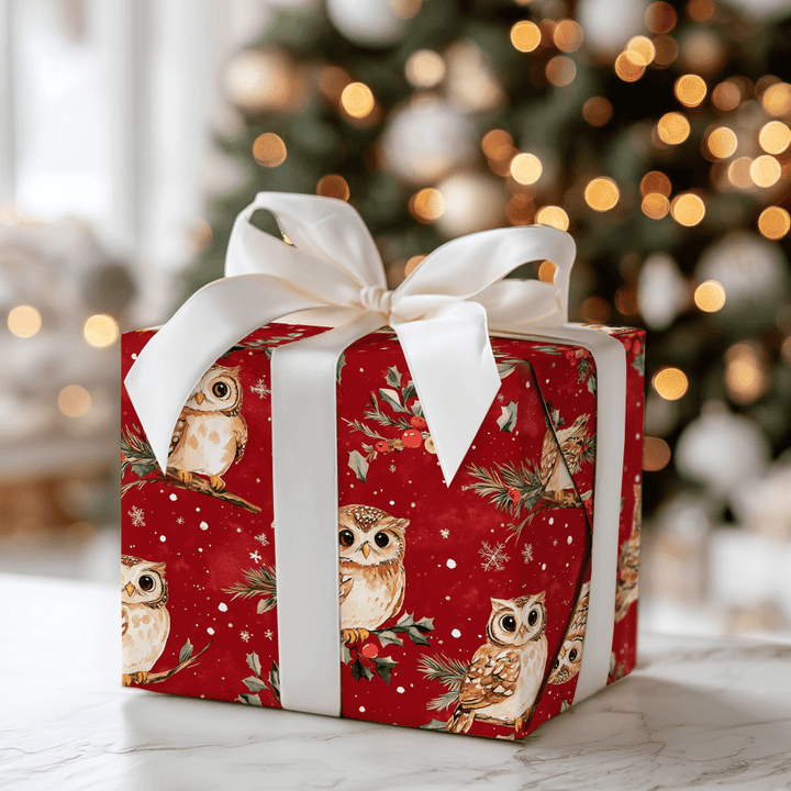 Jolly Owl Tidings - Wrapping Paper - Aspen & Arlo