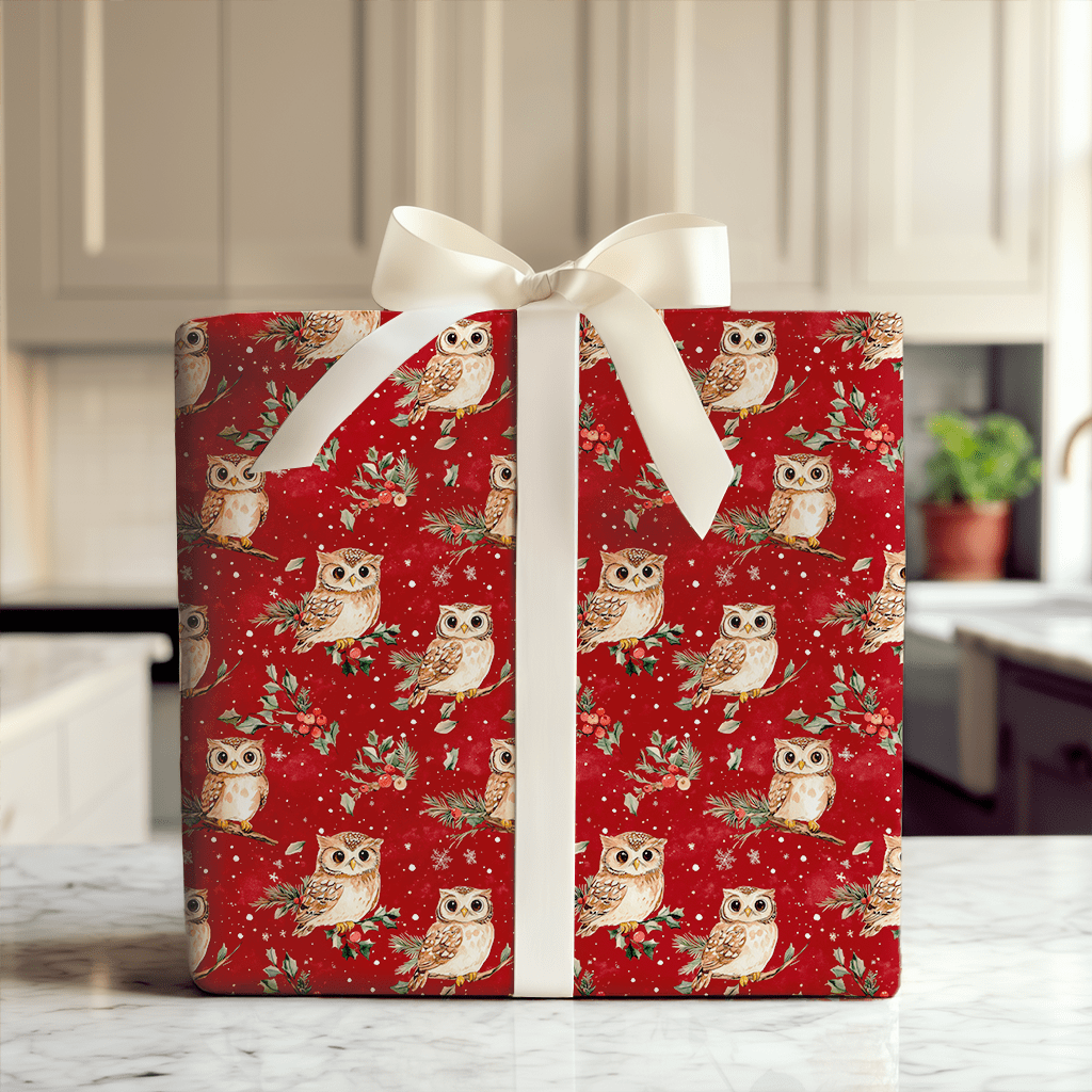 Jolly Owl Tidings - Wrapping Paper - Aspen & Arlo