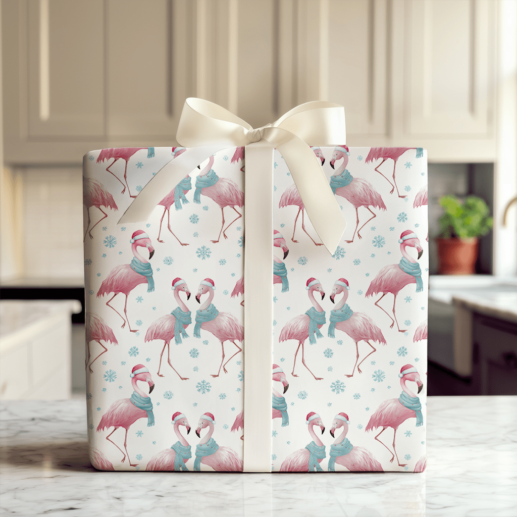 Snow Much Flamingo Fun - Wrapping Paper - Aspen & Arlo